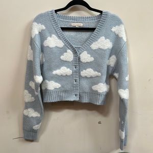 Cloud patterned cardigan/tank top set -never worn-